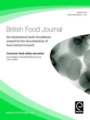 cover image of British Food Journal, Volume 108, Issue 9